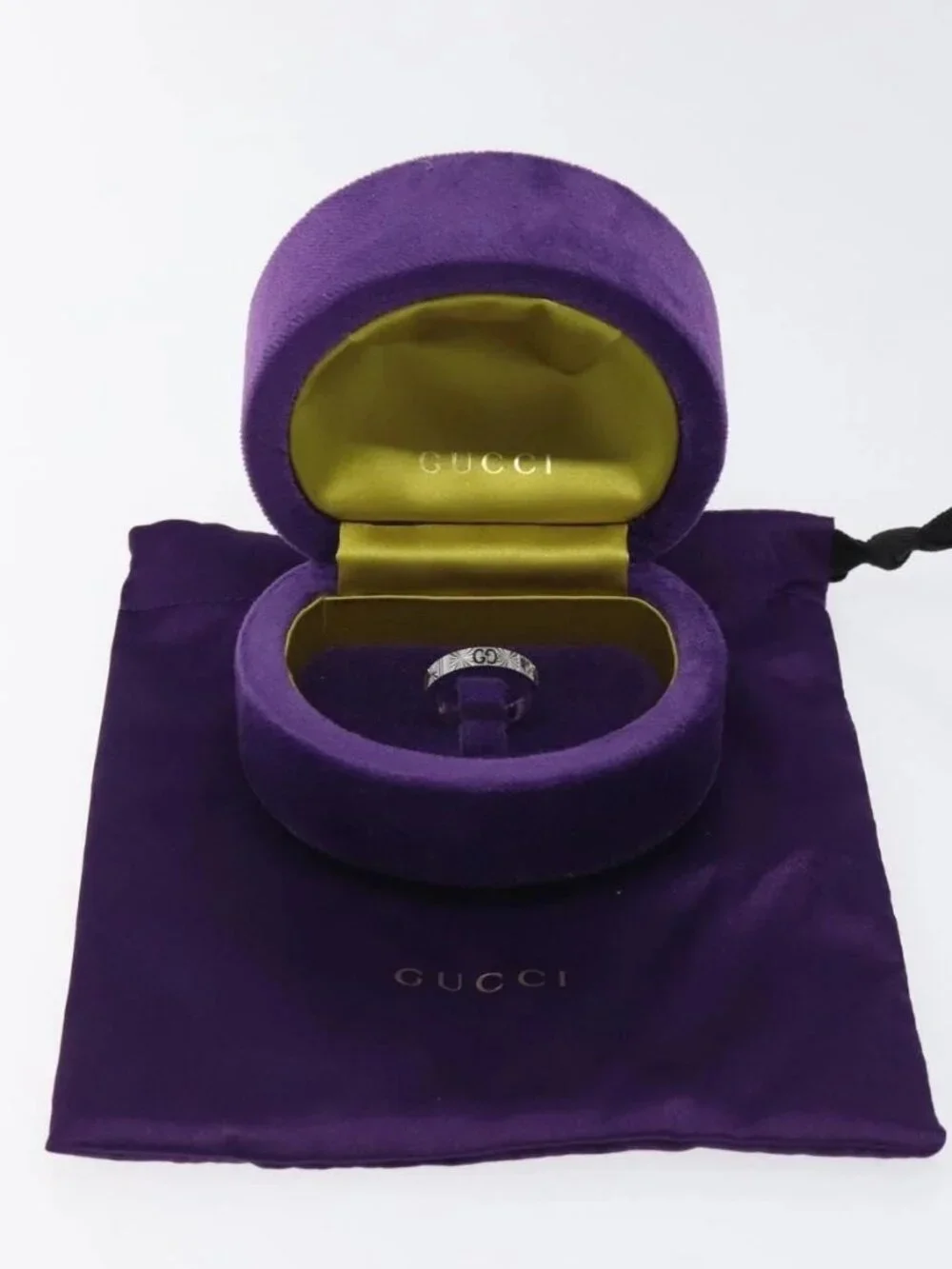 GUCCI Heart Ring K18 Silver Gold (750) 4.4g (18K) Silver Auth 117299SAM